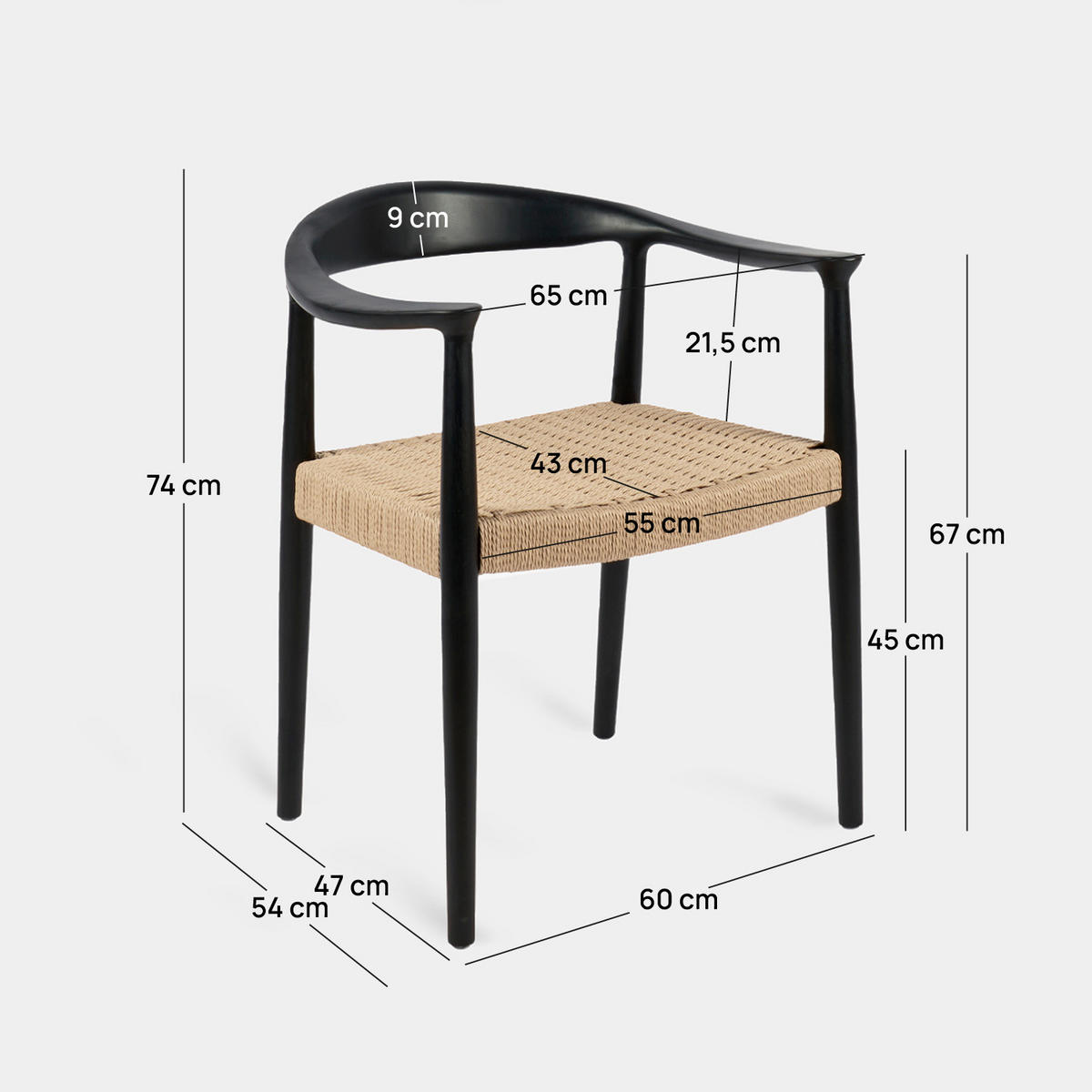 ESSZIMMERSTUHL Thesa Schwarz 65 cm x 74 cm 2er-Set - Schwarz, Holz (65/74/54cm) - Klast Home