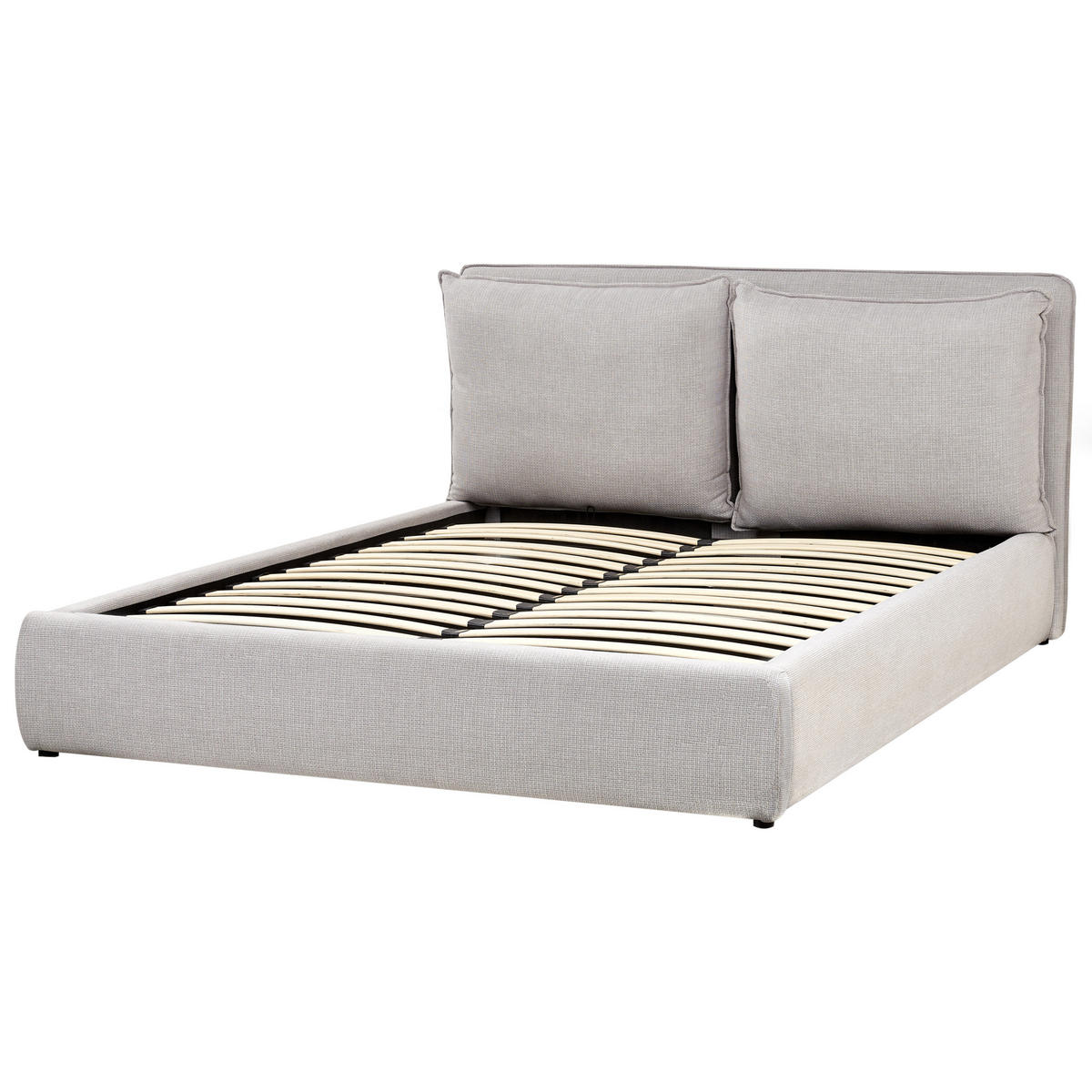 BETT mit Stauraum 160x200 cm Grau Bajonna - Hellgrau, Textil (160/200cm) - Beliani