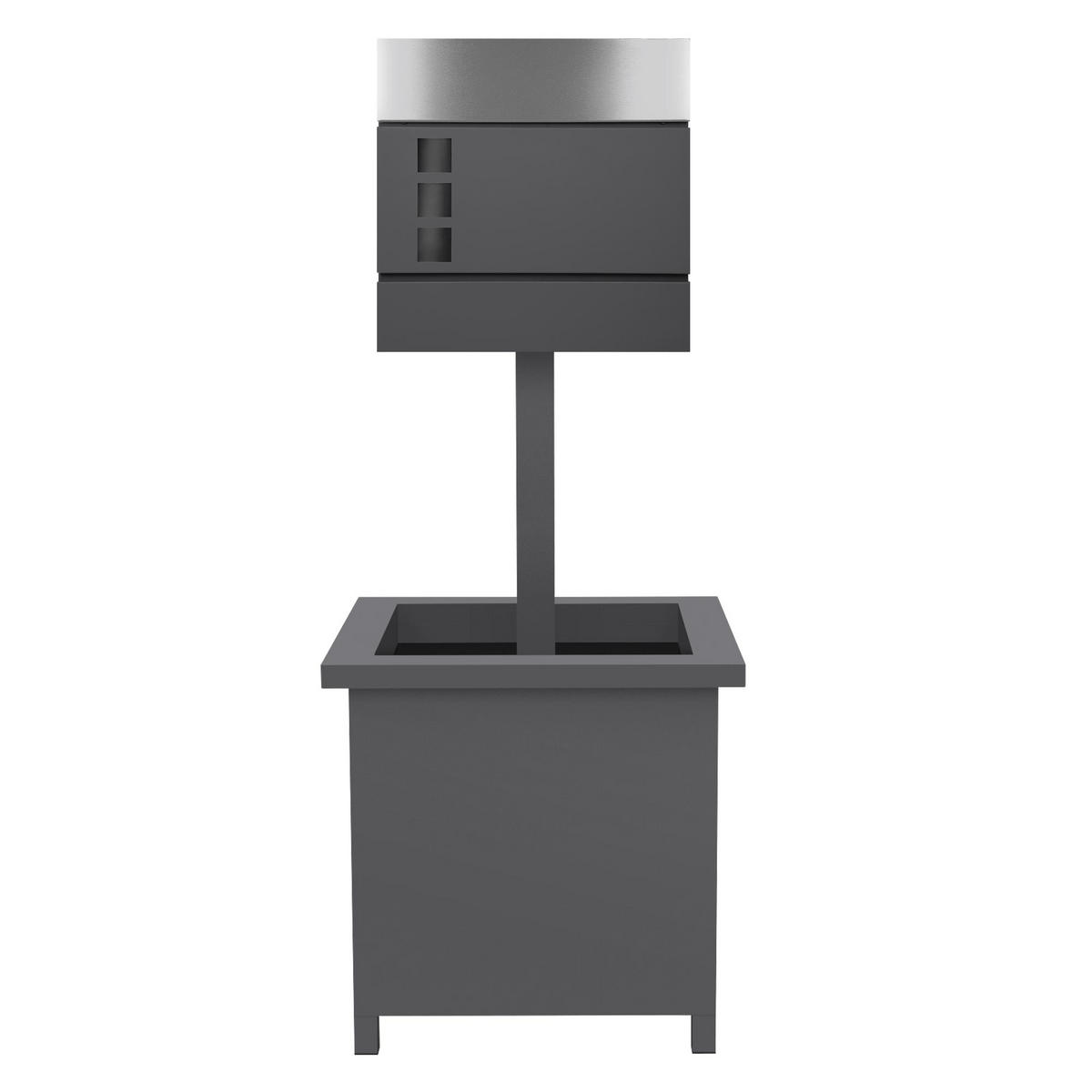 BRIEFKASTEN Anthrazit-Silber mit bepflanzbarem Ständer - Anthrazit, Metall (120cm) - ECD-Germany