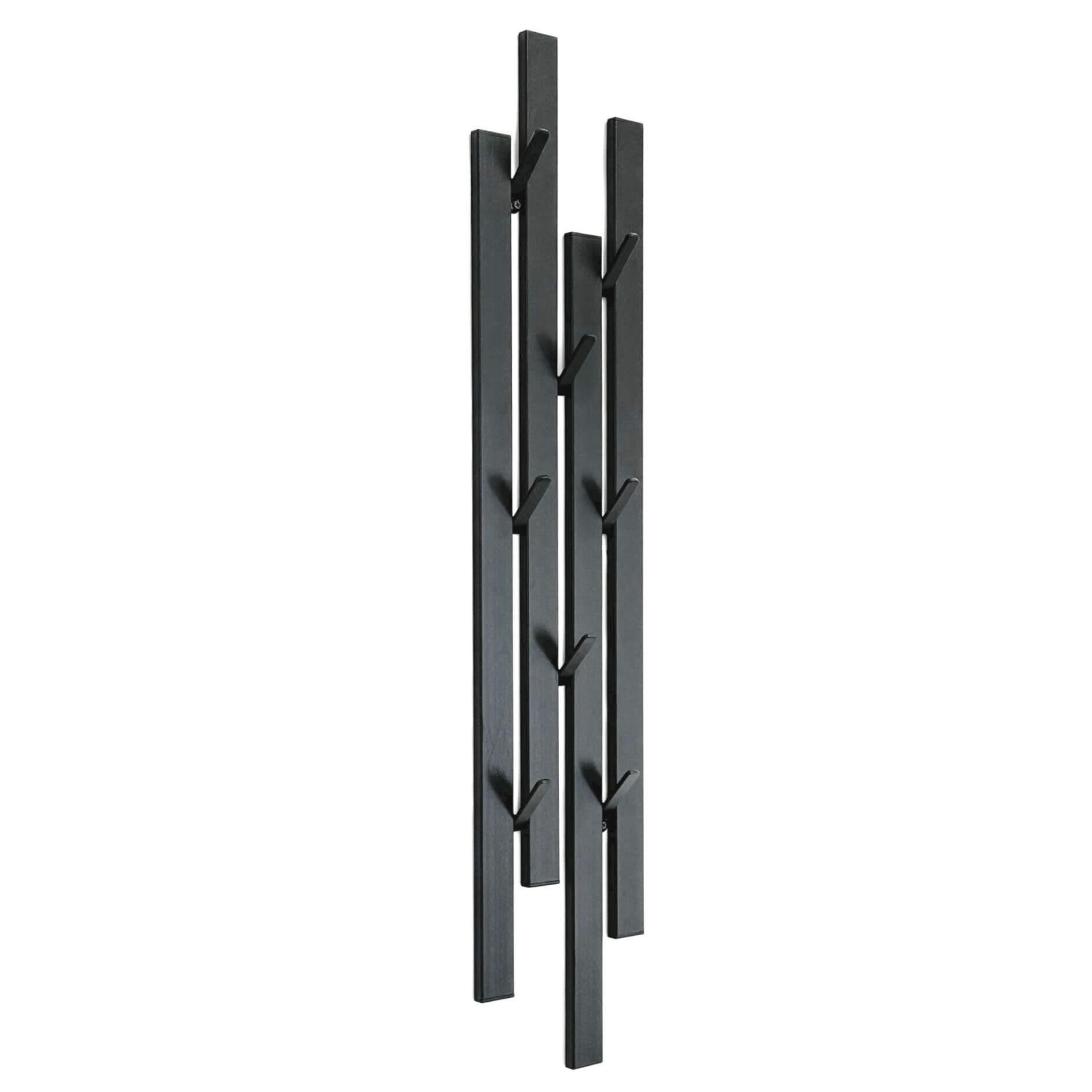 WANDGARDEROBE Schwarz Metall mit 8 Haken - Schwarz, Metall (15.5/87/4.5cm) - DanDiBo