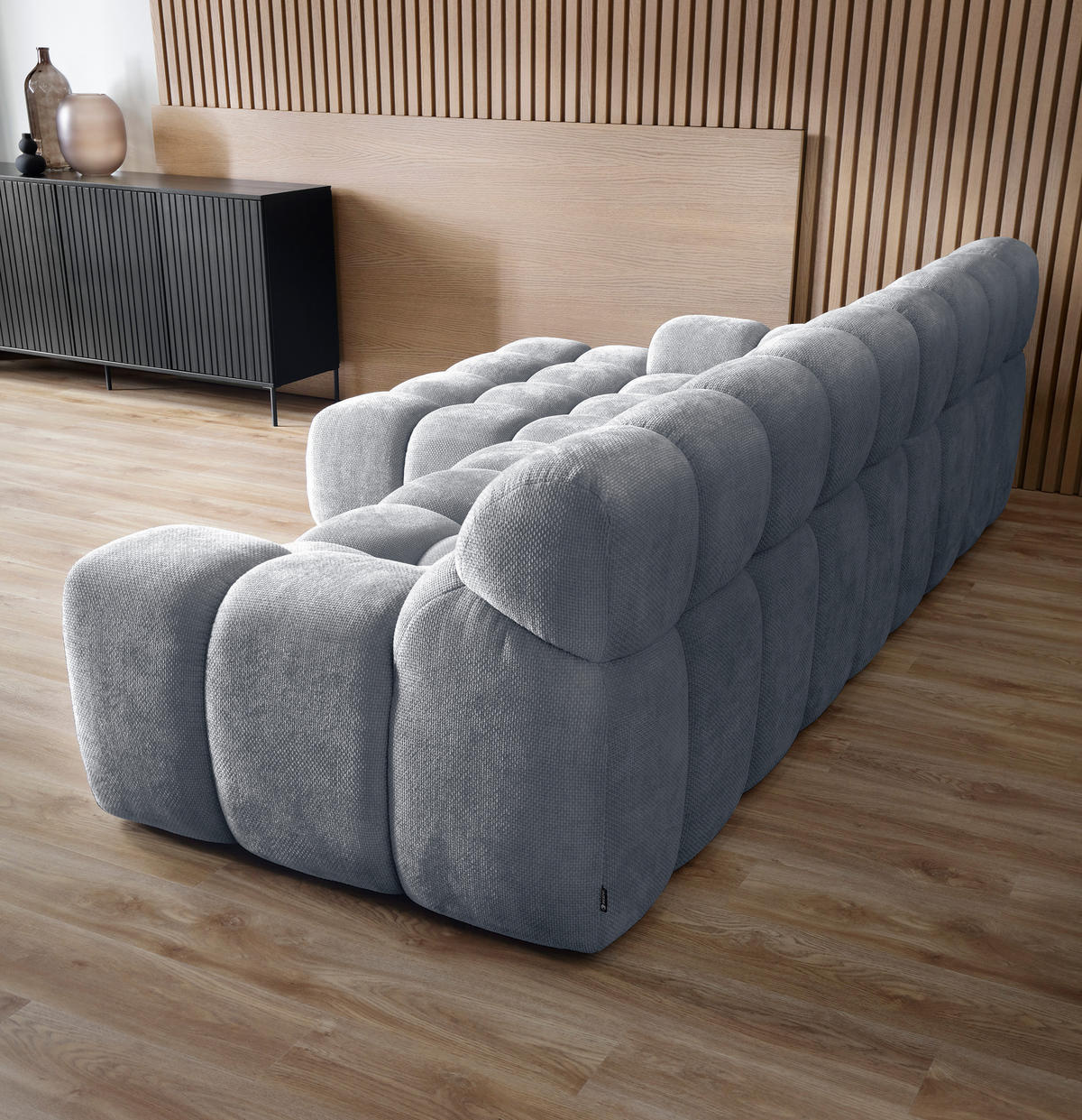 ECKSOFA CAMPILE mit elektrisch verschiebbarem Sitz, Dunkelgrau, Links - Grau, Holz/Textil (119/288cm) - DomoHome