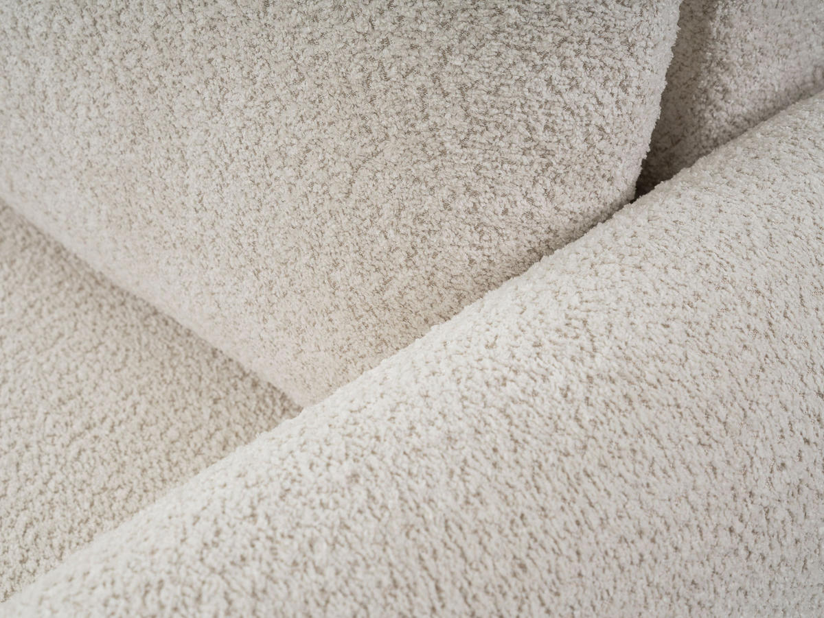 ECKSOFA UNO Beige Plüsch-Stoff mit Schlaffunktion - Creme, Holz (257/171cm) - MASSENO