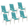 GARTENSTÜHLE Marbella Blau und Weiß 6er-Set - Blau, Kunststoff (56.5/92.5/76cm) - Happy Garden