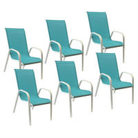 GARTENSTÜHLE Marbella Blau und Weiß 6er-Set - Blau, Kunststoff (56.5/92.5/76cm) - Happy Garden