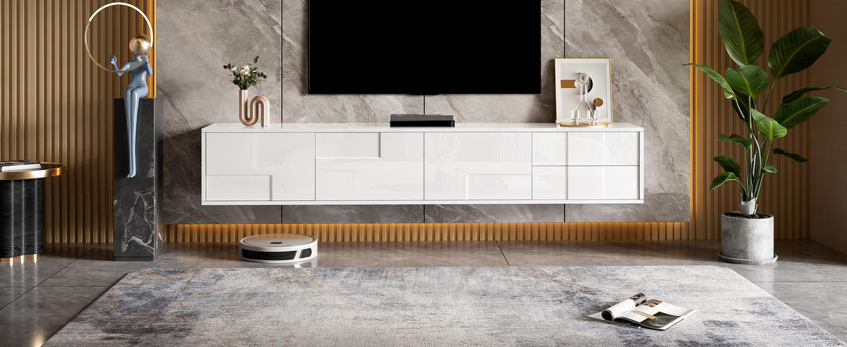 TV-LOWBOARD 170 cm Hochglanz 3 Türen - Weiß, Holz (170/30.5/30cm) - Fortuna Lai