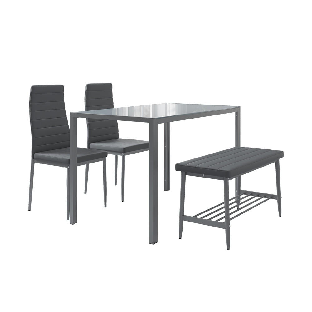 ESSTISCH-SET Grand Grau 120 x 70 cm 4-teiliges Set - Grau, Metall (120/75/70cm) - Vicco