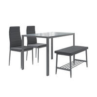 ESSTISCH-SET Grand Grau 120 x 70 cm 4-teiliges Set - Grau, Metall (120/75/70cm) - Vicco