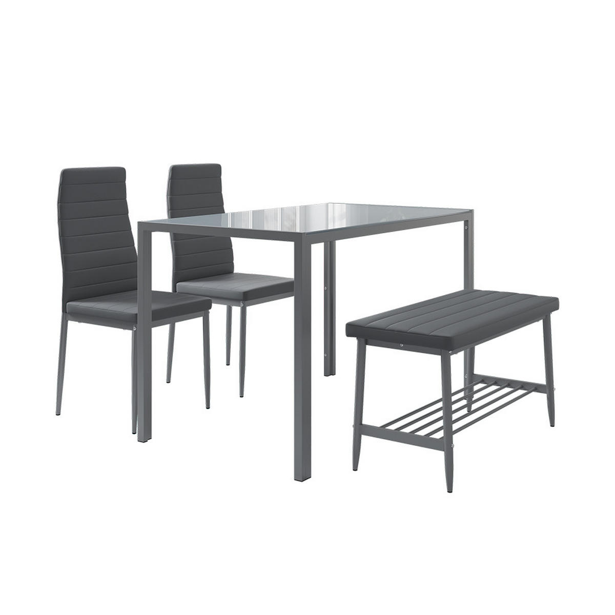 ESSTISCH-SET Grand Grau 120 x 70 cm 4-teiliges Set - Grau, Metall (120/75/70cm) - Vicco