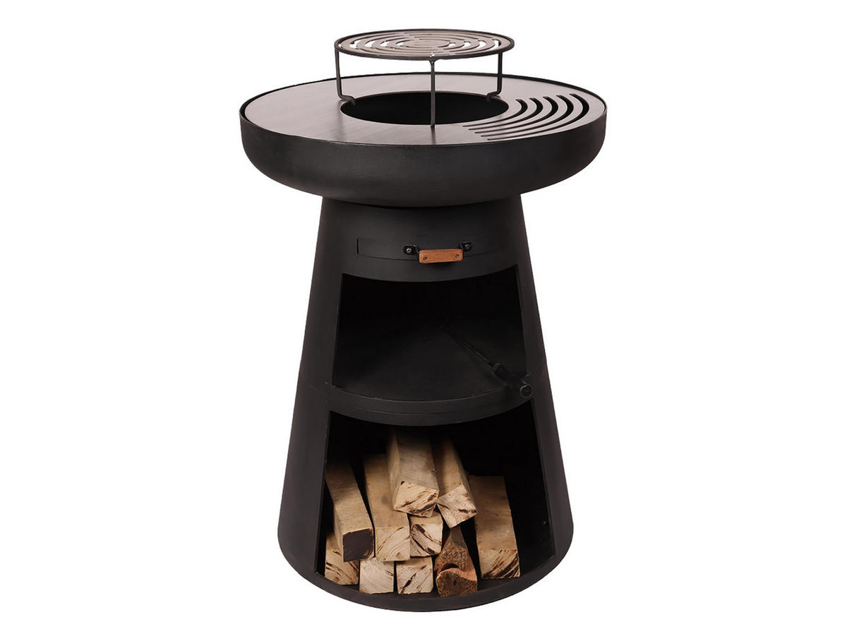 HOLZKOHLEGRILL Feuerschale Schwarz inkl. Schutzhülle - Schwarz, Metall (60/90/60cm) - Purline