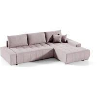 ECKSCHLAFSOFA Draco L Rosa - Silberfarben/Rosa, Textil/Metall (267/186cm) - Beautysofa