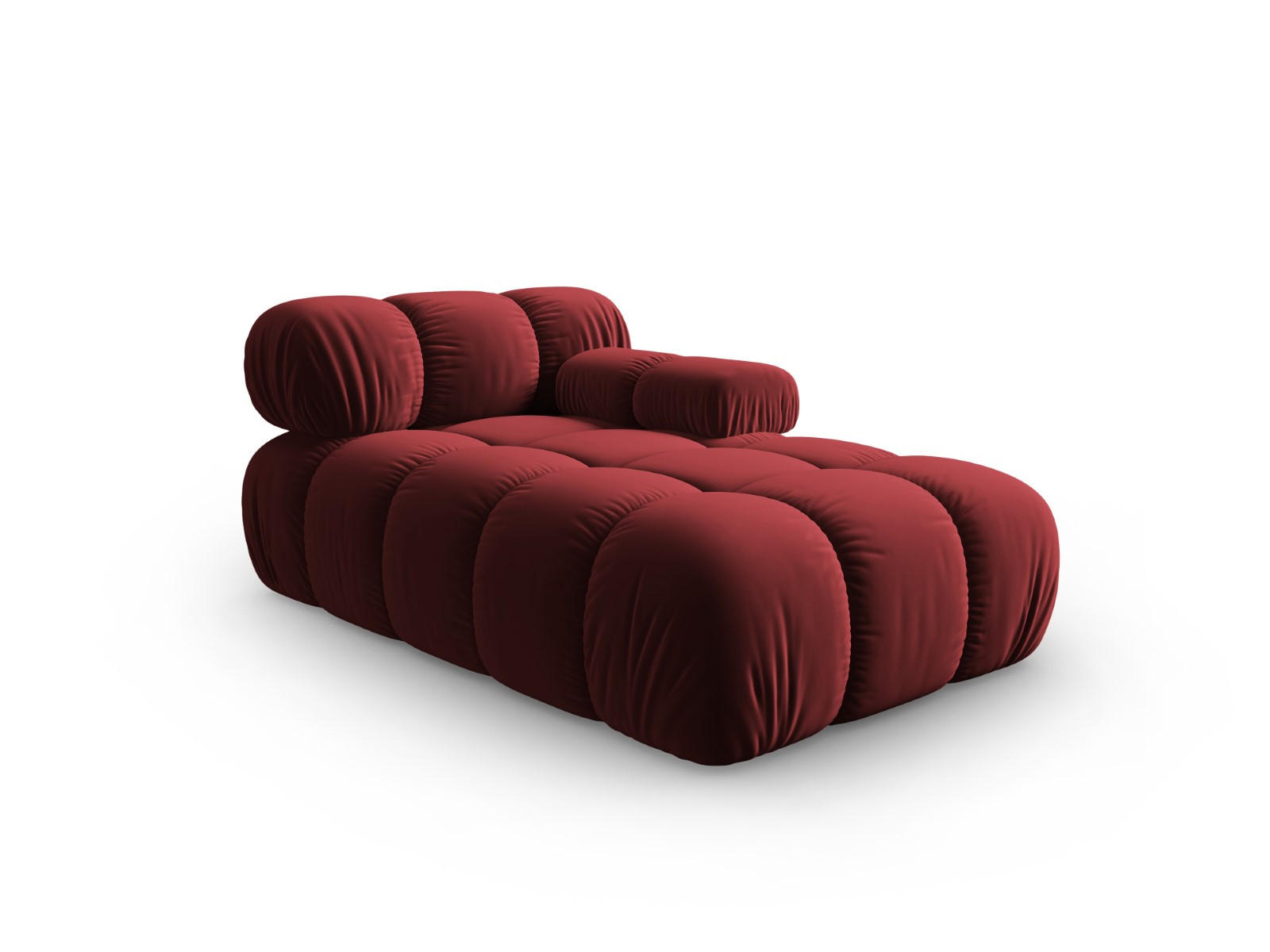 CHAISELONGUE rechts Bellis aus Samt dunkelrot - Dunkelrot, Textil (97/62/157cm) - Micadoni