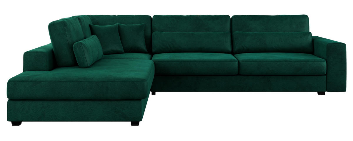 ECKSOFA Savona Dunkelgrün Velvet - links - Dunkelgrün/Schwarz, Kunststoff/Textil (316/249cm) - MKS