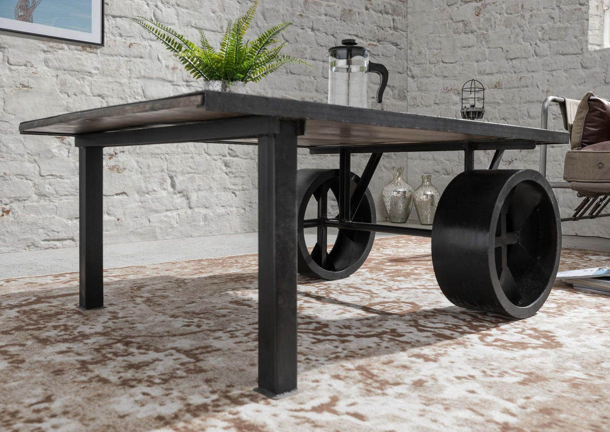 COUCHTISCH Mango 110x80x43 grau lackiert Railway #233 - Grau, Holzwerkstoff (80/110/45cm) - Massivmoebel24