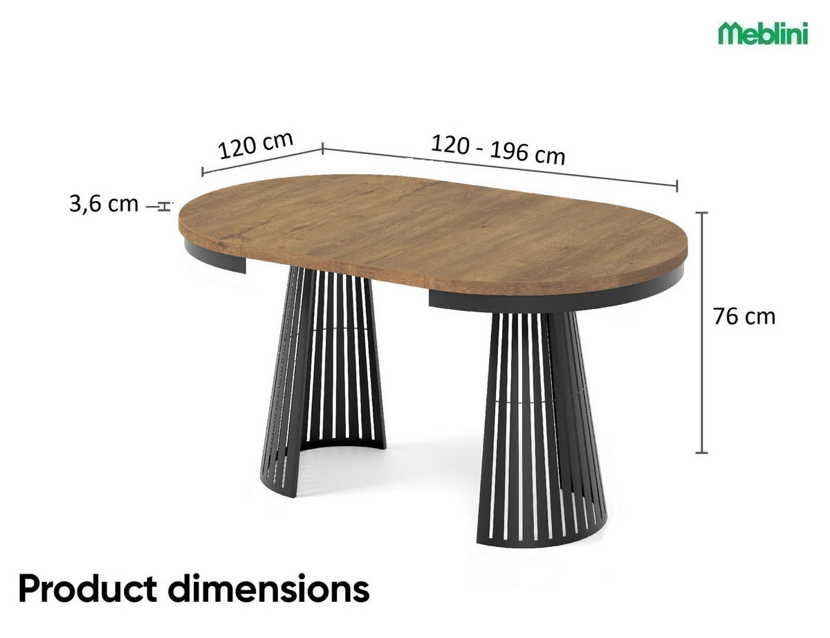 ESSTISCH Cone Bis - Dunkelbraun/Schwarz, Holzwerkstoff/Metall (120/120/76cm) - Meblini