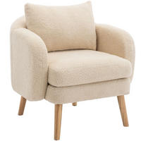 POLSTERSESSEL in Beige Teddy-Samt with Massivholz-Beinstuhl - Beige, Textil (72/79/71cm) - KOMHTOM