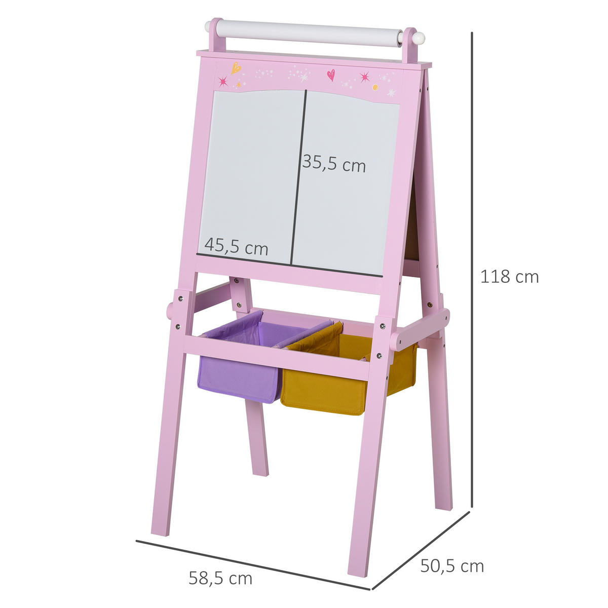 MALTAFEL DE-18175 3-in-1 mit Papierrolle Rosa - Pink, Holzwerkstoff (50.5/118/58.5cm) - ComfortXL