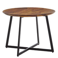 COUCHTISCH Rund, Sheesham Massivholz, Modernes Design, Maße 60x60x45 cm - Schwarz/Braun, Holz/Metall (60/60/45cm) - KADIMA DESIGN