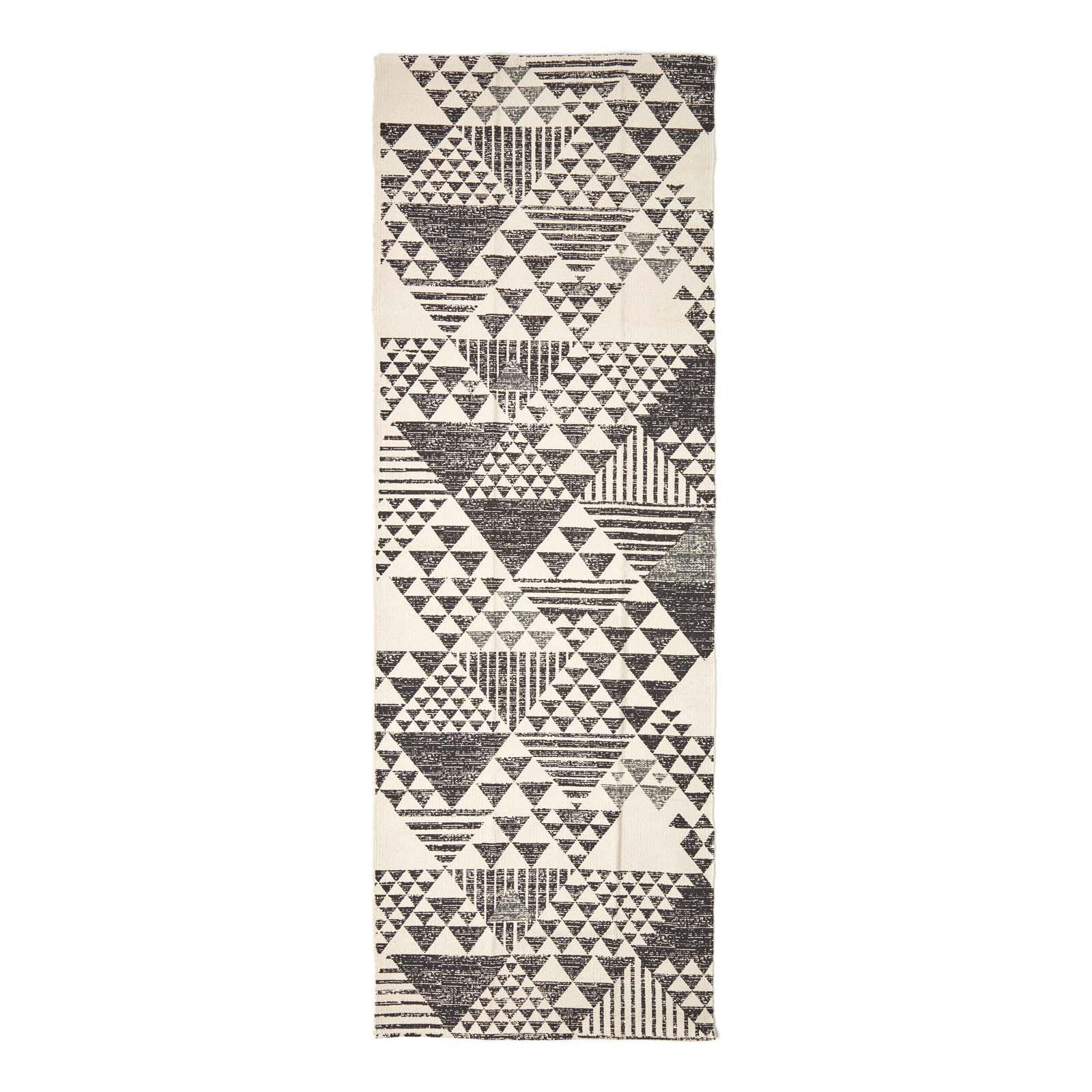 BAUMWOLLTEPPICH-LÄUFER Delphi geometrisch 66/200 cm - Schwarz, Textil (66/200cm) - Homescapes