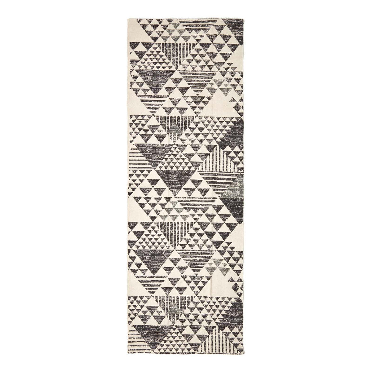 BAUMWOLLTEPPICH-LÄUFER Delphi geometrisch 66/200 cm - Schwarz, Textil (66/200cm) - Homescapes