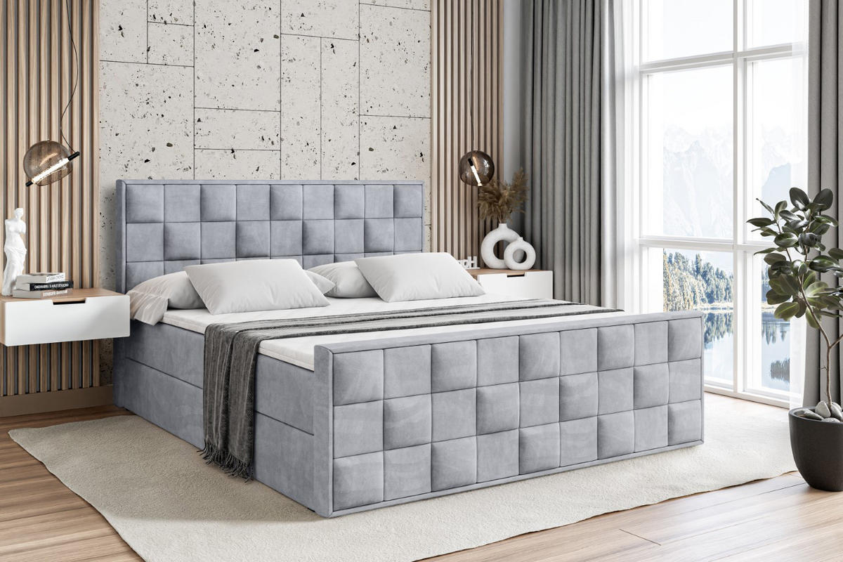 BOXBETT ZAFIRA - 180x200 - H4 - Hellgrau - Hellgrau, Holzwerkstoff (180/200cm) - ALTDECOR