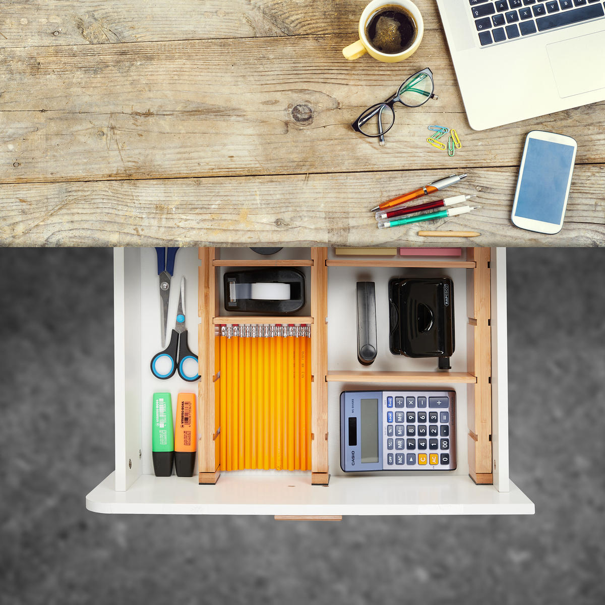 10TLG.SCHUBLADENTRENNER - Hellbraun, Holz/Kunststoff (44/6/2cm) - Relaxdays