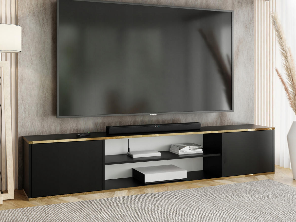 TV-LOWBOARD EDI GOLD 4 Schwarz – 2-türig - Goldfarben/Schwarz, Holzwerkstoff (206.4/42/38.9cm)
