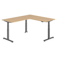 ECKSCHREIBTISCH elektrisch höhenverstellbar L-Form 220/180/74 cm in Eichefarben/Graphitfarben - Eichefarben/Graphitfarben, Holzwerkstoff (220/180/74cm) - bümö
