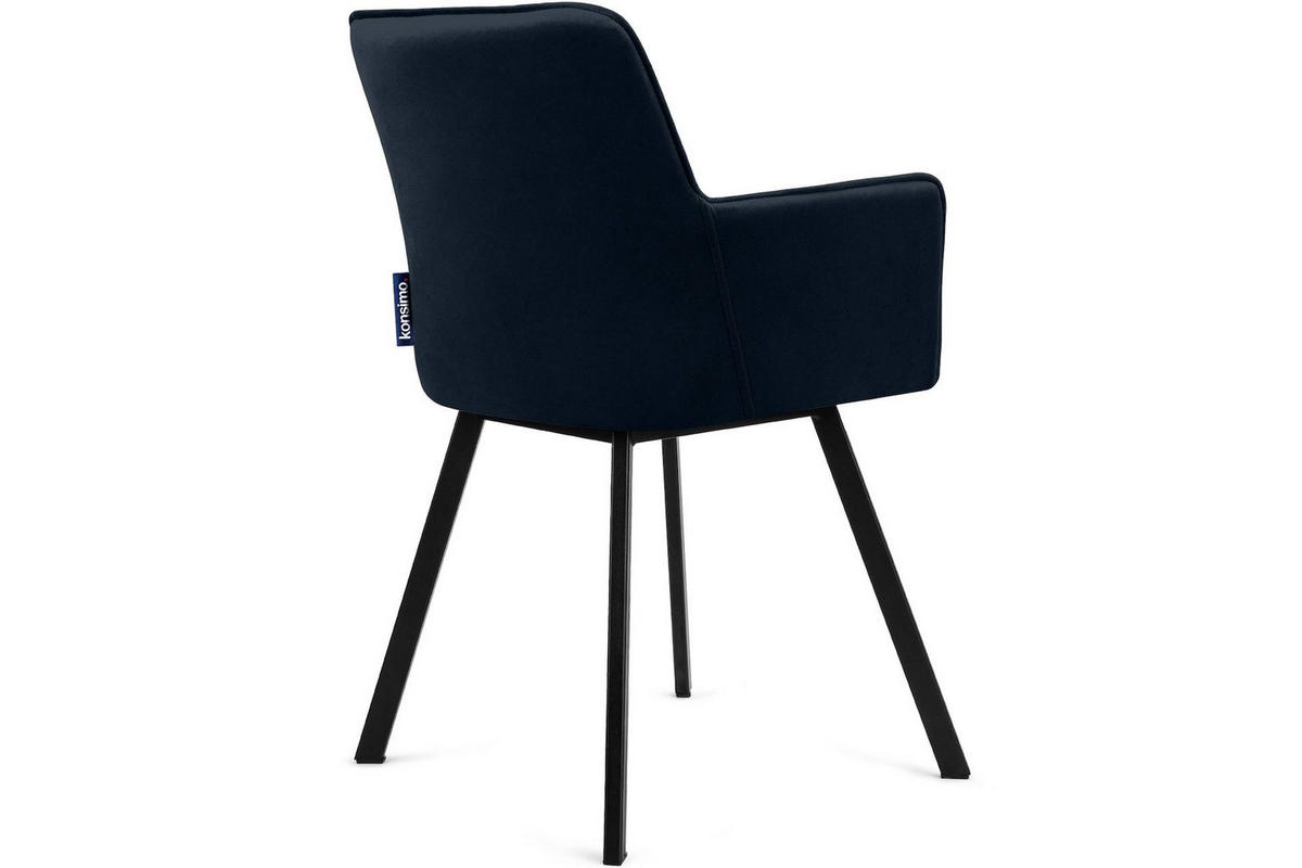 ESSZIMMERSTUHLE PYRUS 2-tlg Velours-Sitz, Dunkelblau - Schwarz/Dunkelblau, Textil/Metall (56/84/46cm) - KONSIMO®