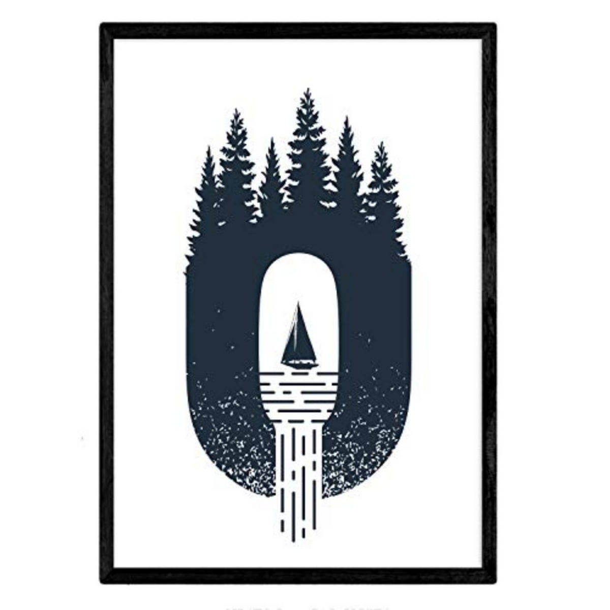 POSTER Buchstabe O Natur Segelboot Berge A4 Rahmenlos - Klar, Papier (29.7/5/21cm) - Nacnic