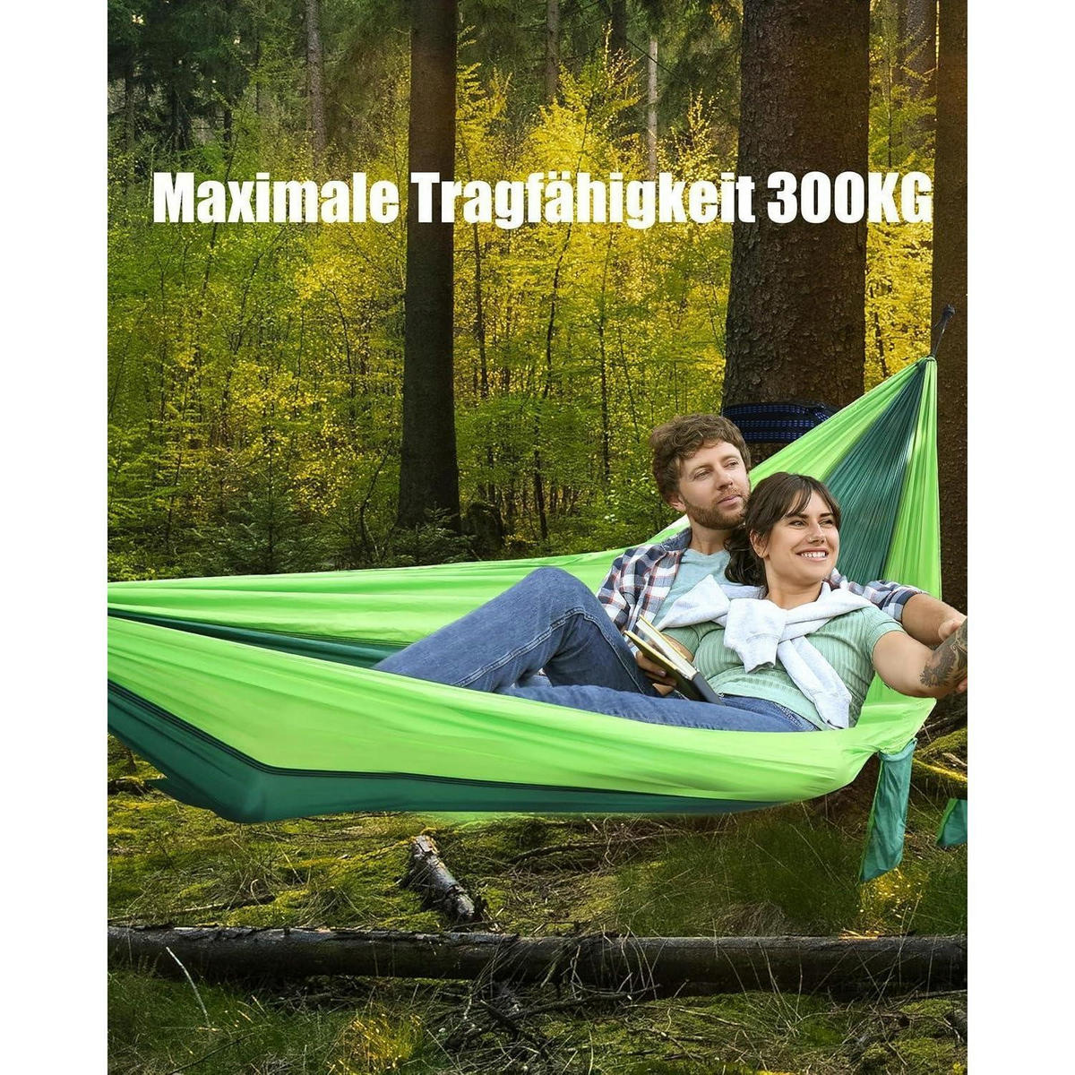 HÄNGEMATTE 270 x 140 cm Grün 300 kg Traglast - Multicolor, Textil (140/2.5/270cm)