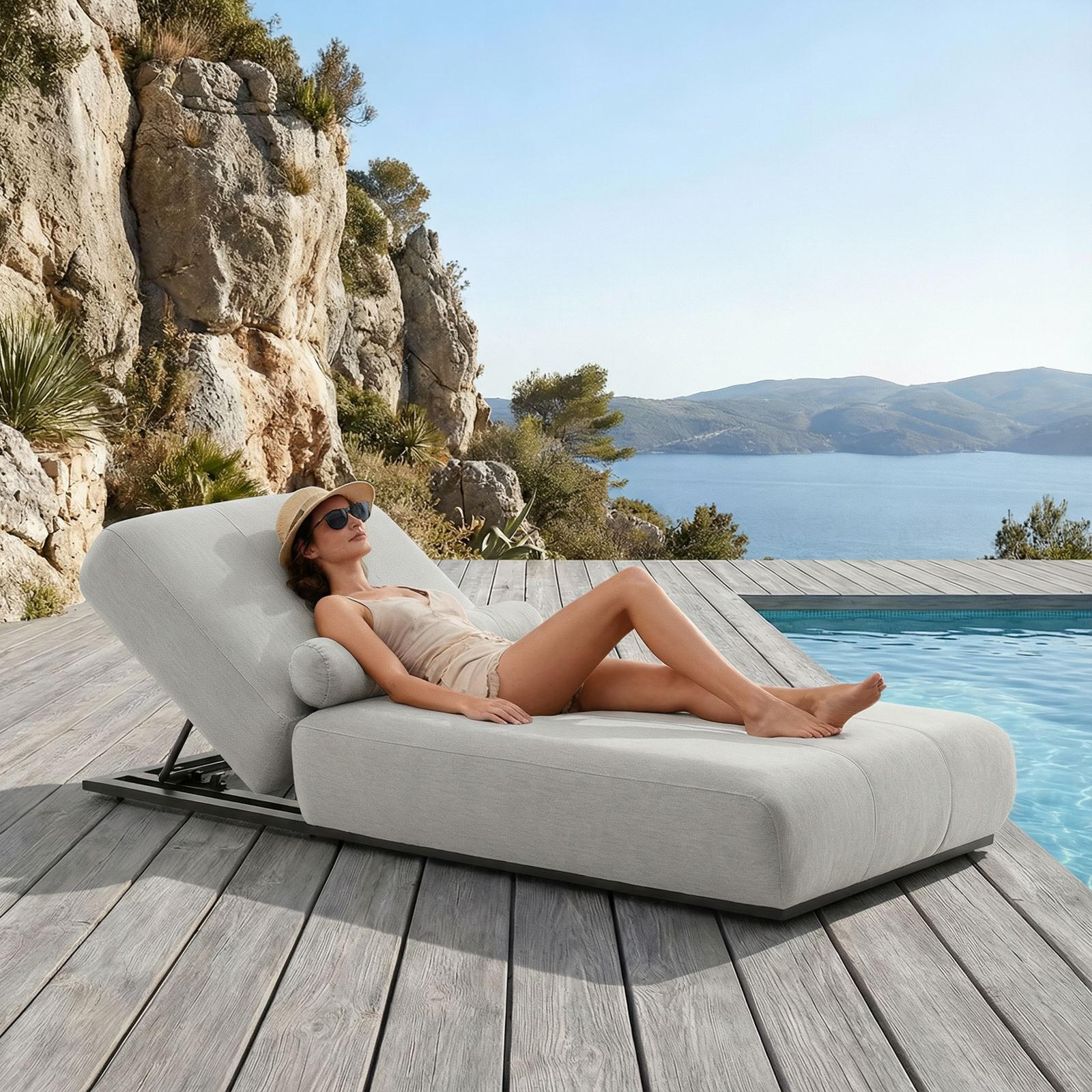 SONNENLIEGE TROPEA - Schwarz, Kunststoff (213/32/91cm) - IDIMEX