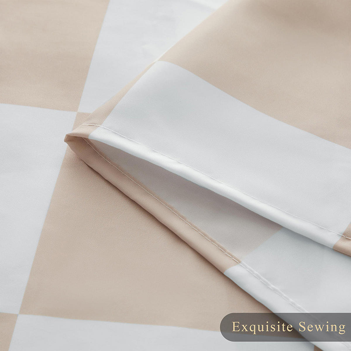 DUSCHVORHANG SET Beige kariert 180 x 180 cm wasserdicht dekorativ für Küche Badezimmer - Multicolor, Textil (180/180cm) - MCBOSON
