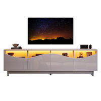 TV-LOWBOARD 175/38/51 cm mit Push-to-Open und LED-Beleuchtung - Weiß, Holzwerkstoff (175/51/38cm) - BEAOK