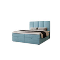 BOXBETT Malmo mit 2 Bettkästen, 120x200, Blau, Velourstoff, Doppelbett mit Bonell-Matratze - Blau, Holz/Kunststoff (120/200cm) - Marpur
