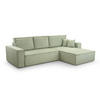 ECKSOFA L Form Cedria Salbeigrün 287/145/85 cm mit Schlaffunktion - Schwarz/Grün, Kunststoff/Textil (287/145cm) - AX Living