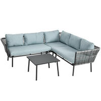 GARTENMÖBEL-SET aus Aluminium 120x71x65 cm Grau mit Couchtisch, modularer Stellweise und waschbaren Kissen - Grau, Metall - Modfu
