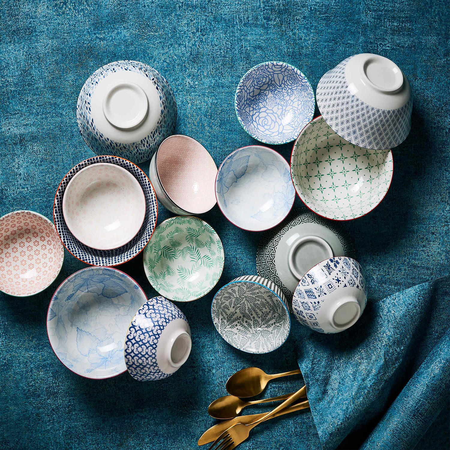 SCHALE (6er Set) Ornaments - Blau, Keramik (15/15/7cm) - BUTLERS