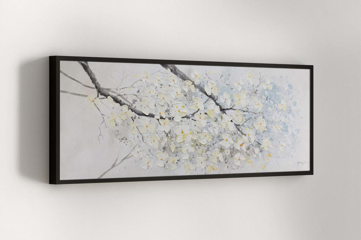 ACRYLBILD HANDGEMALT 150/50 cm - Beige/Weiß, Holz/Textil (150/50cm) - KUNSTLOFT