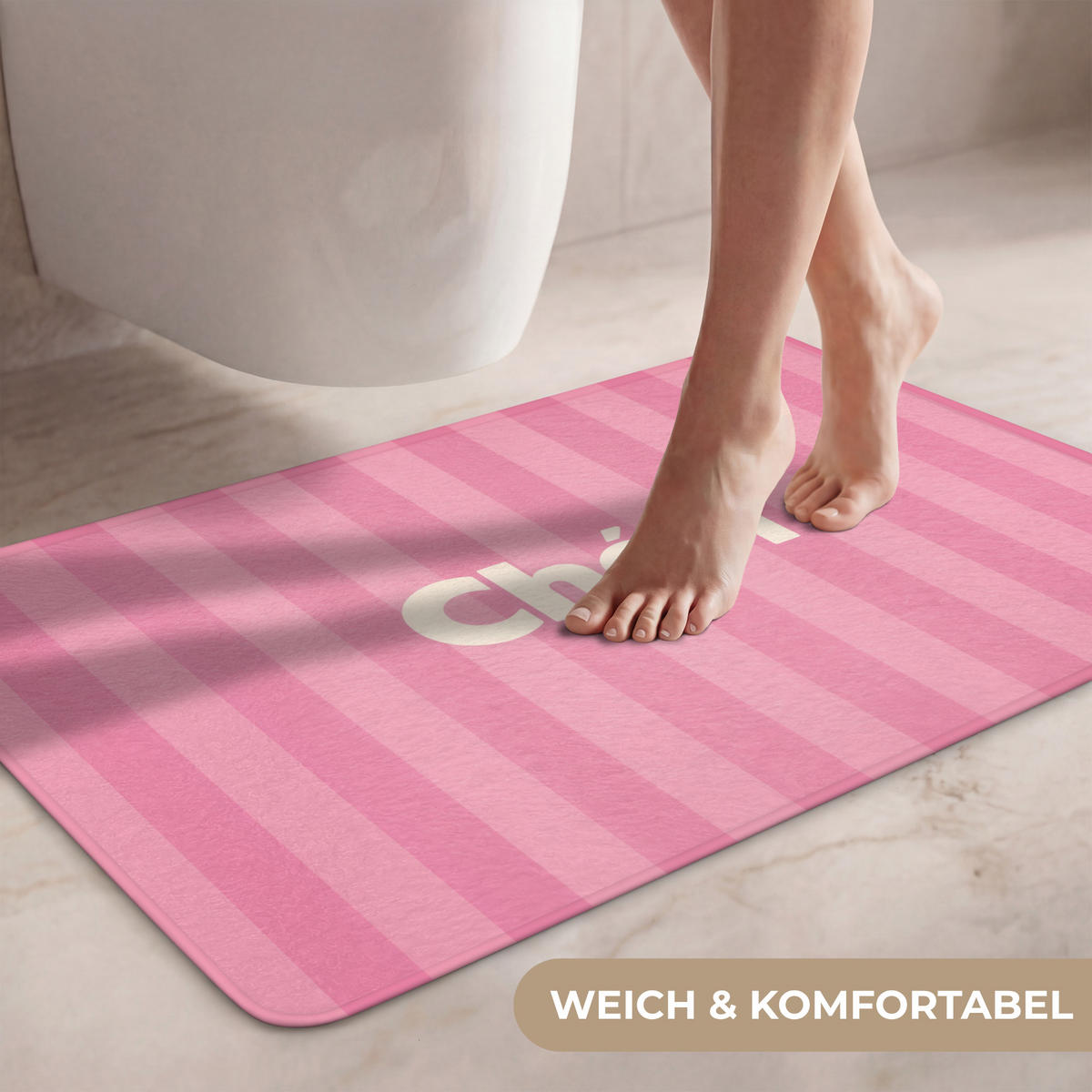 WC PŘEDLOŽKA Pruhované - růžové - Chéri 80x50 cm - růžová, textil/plast (80/1cm) - OnlyWow