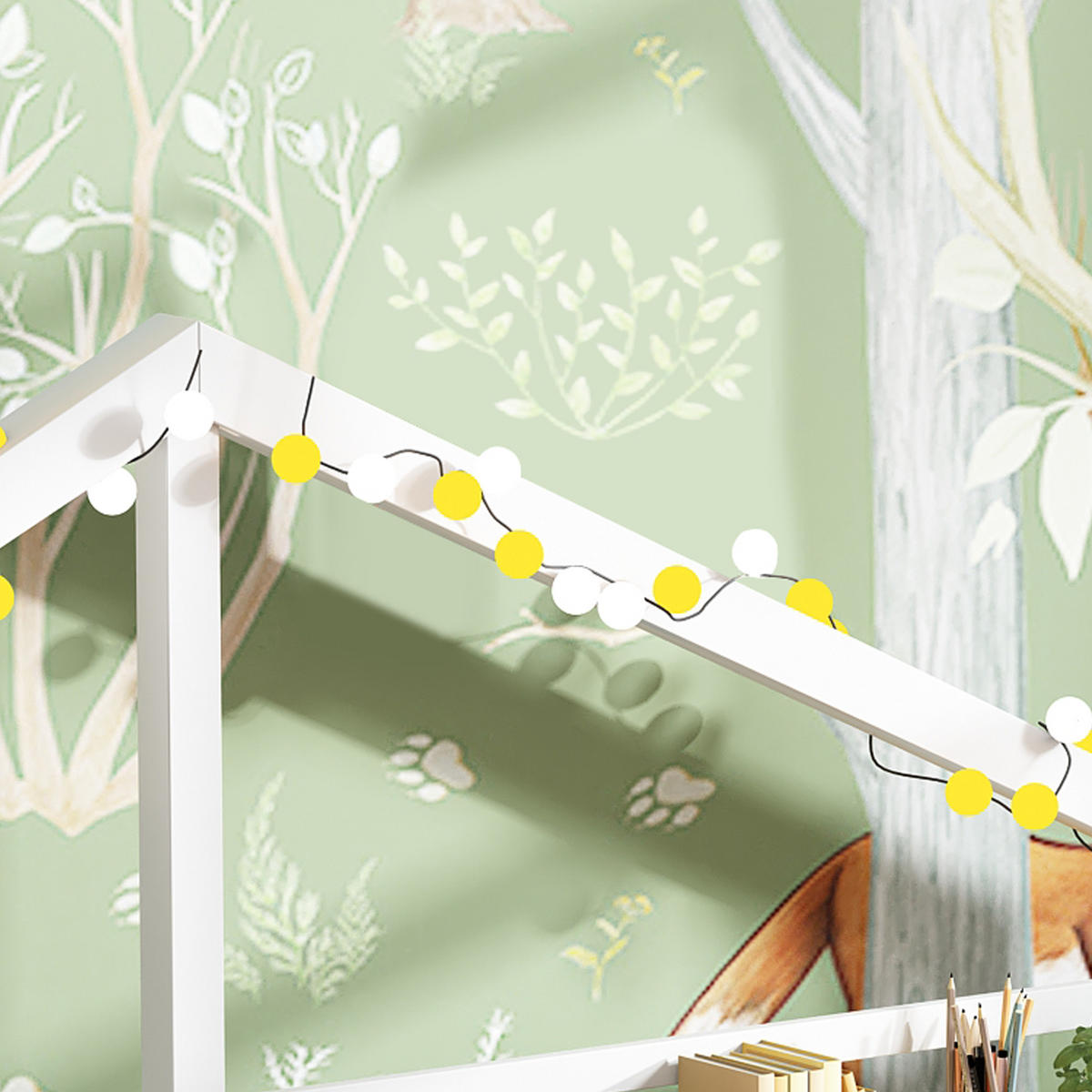 HAUSBETT Kinderbett Kaminform mit Ablageregal 90x200 Weiß - Weiß, Holzwerkstoff - FLIEKS