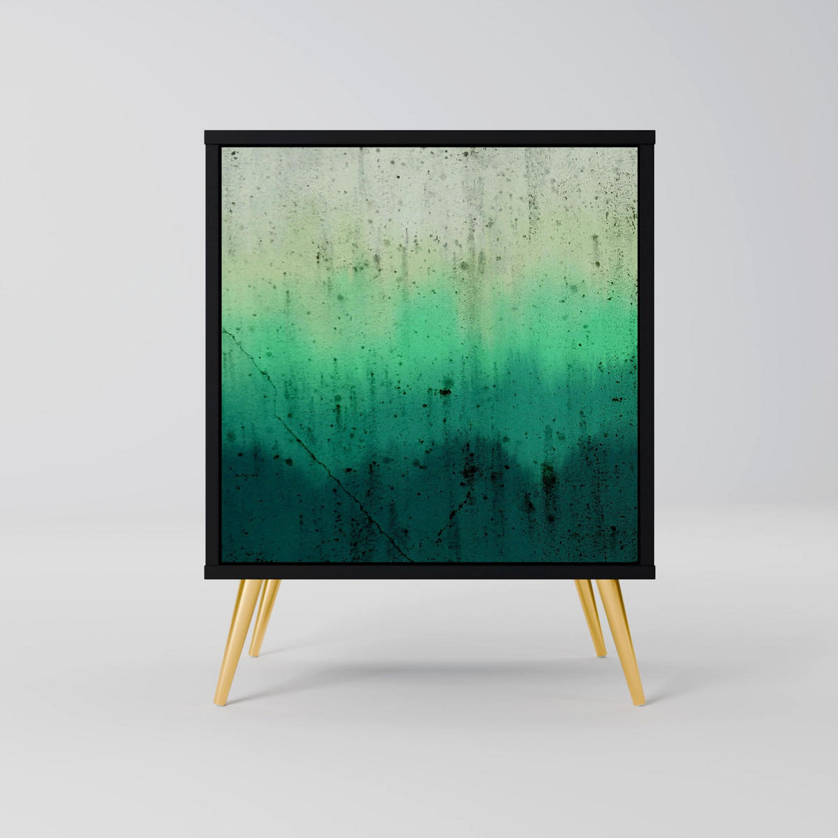 SIDEBOARD NORTHERN LIGHTS, Schwarz, 57,5x42x67,5 cm, Schwarze Metall-Rahmenfüße - Multicolor/Schwarz, Holzwerkstoff/Metall (57.5/67.5/42cm) - SpaceRebels