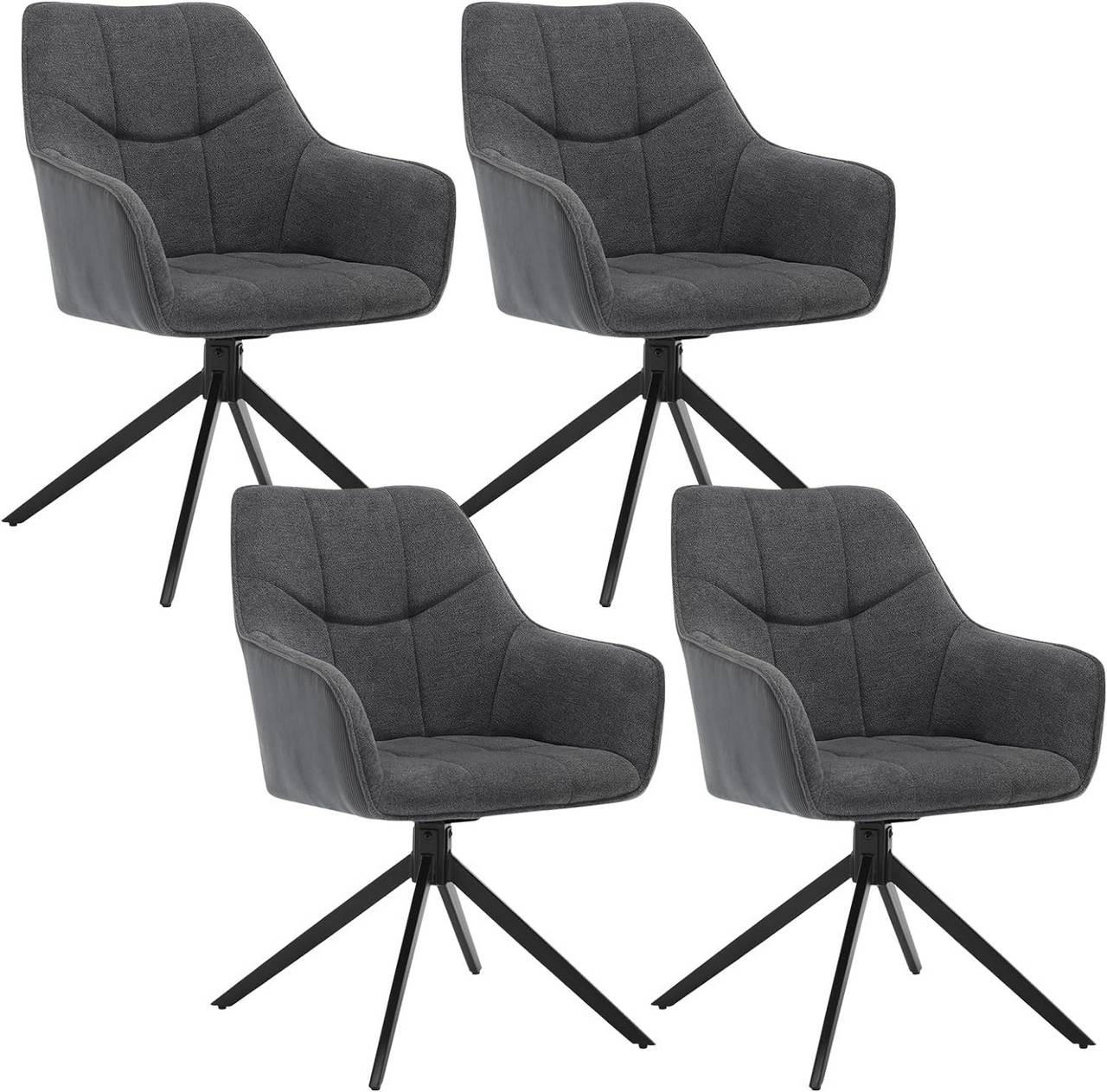 ESSZIMMERSTUHL 4er Set, drehbar, Chenille & Cord, Dunkelgrau - Dunkelgrau/Schwarz, Kunststoff/Textil (58/86/63.5cm) - Woltu