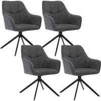 ESSZIMMERSTUHL 4er Set, drehbar, Chenille & Cord, Dunkelgrau - Dunkelgrau/Schwarz, Kunststoff/Textil (58/86/63.5cm) - Woltu