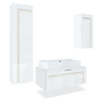 BADMÖBELSET Aloha Absetzungen in Creme Hochglanz - Creme, Holzwerkstoff (200/193/51cm) - Vladon
