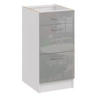 KÜCHENUNTERSCHRANK D40 3SZ grau glanz - Grau, Holzwerkstoff (40/82/44cm) - roe furniture