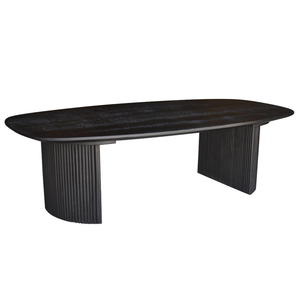COUCHTISCH Oval 130cm aus Mangoholz, schwarz - Schwarz, Holz (130/70/38cm) - Giga Meubel