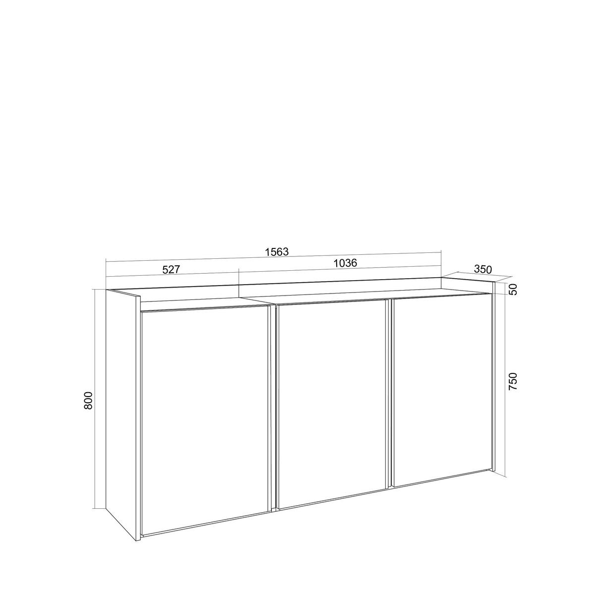 SIDEBOARD, Dunkler Eiche und Schwarz, 156/35/80cm - Dunkelbraun, Holzwerkstoff (156/80/35cm) - Skraut Home