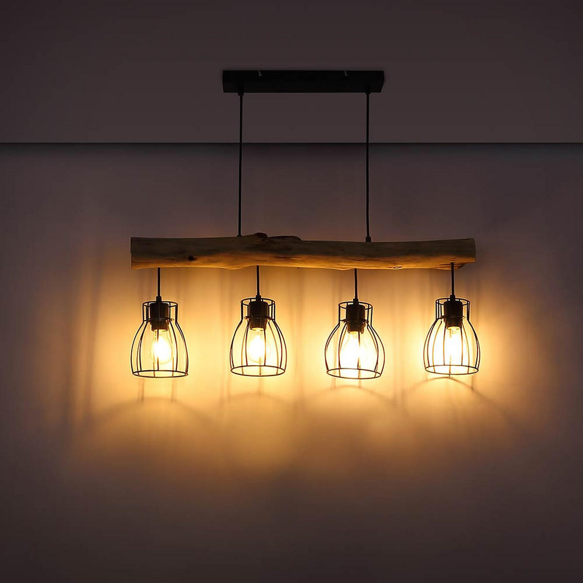 LED HÄNGELEUCHTE Holz Schwarz - Schwarz, Holz (82.5/13.6/140cm) - Globo Lighting