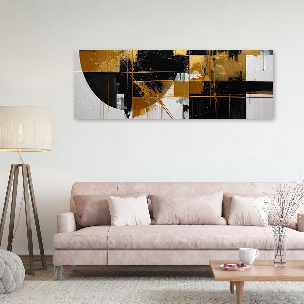 LEINWANDBILD 3D und geometrisch 150x50cm - Goldfarben, Textil (150/50cm) - Feeby