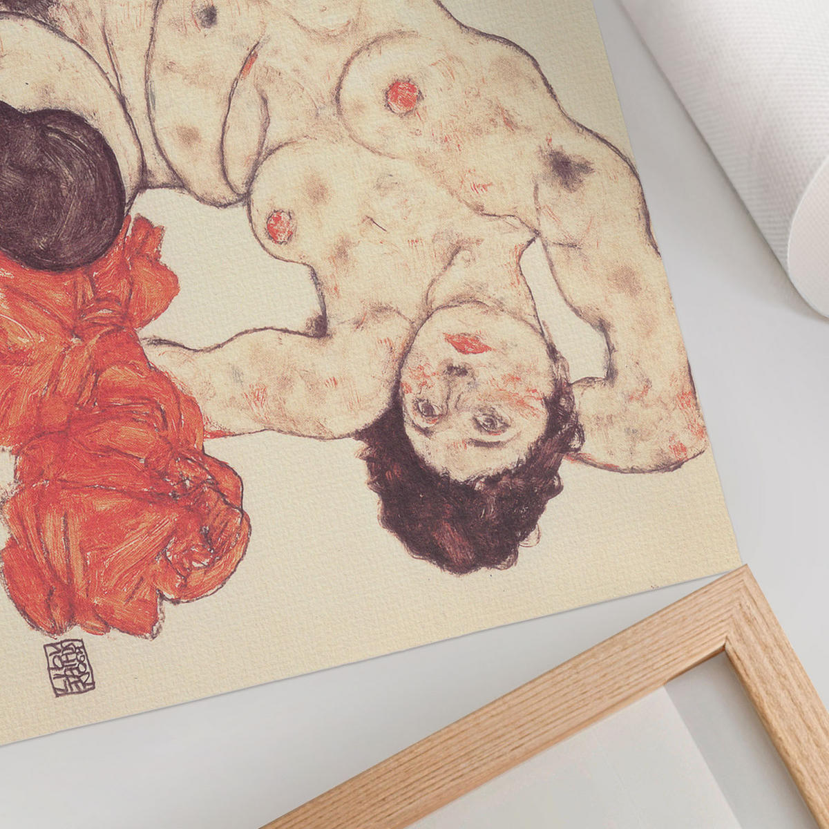 POSTER - 29x21 cm (A4) - Egon Schiele - Weiblicher Akt - Beige, Textil (29.7/21/0.1cm) - TULUP